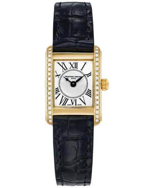 Women's Swiss Classics Carree Diamond (3/8 ct. t.w.) Black Leather Strap Watch 23mm