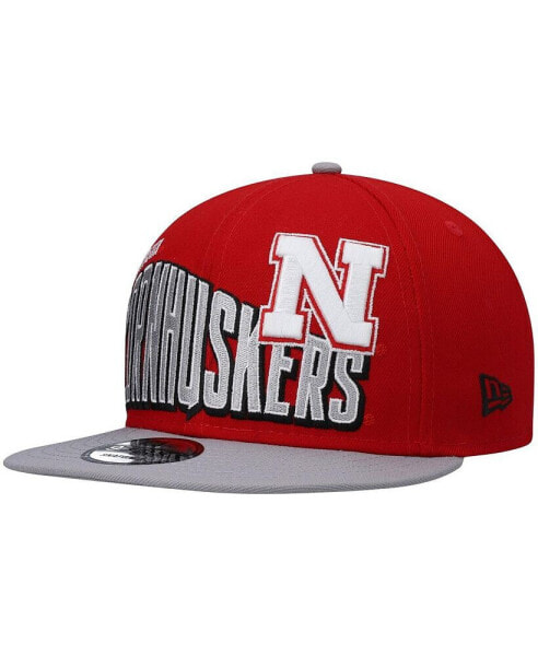 Men's Scarlet Nebraska Huskers Two-Tone Vintage-Like Wave 9FIFTY Snapback Hat
