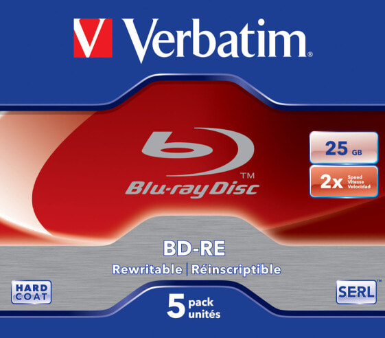 Verbatim 43615 - 25 GB - BD-RE - Jewelcase - 5 pc(s)