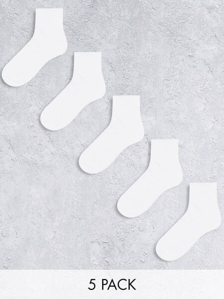 ASOS DESIGN 5 pack ankle socks in white