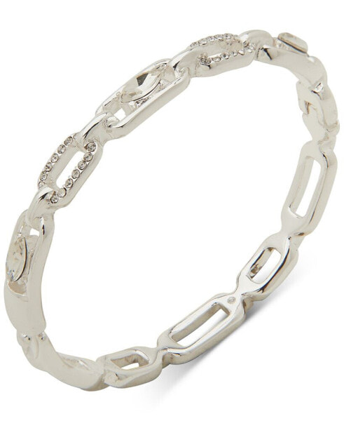 Silver-Tone Crystal Pavé Link Stretch Bracelet