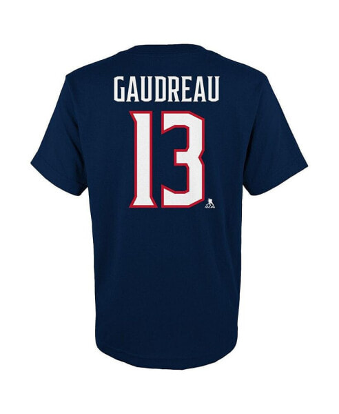 Big Boys and Girls Johnny Gaudreau Navy Columbus Blue Jackets Player Name and Number T-shirt
