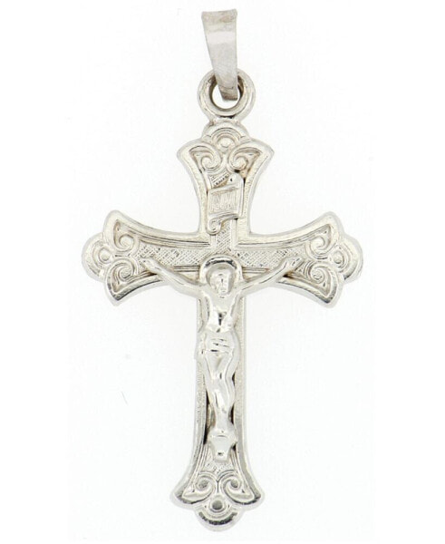 Crucifix Cross Pendant in 14k White Gold