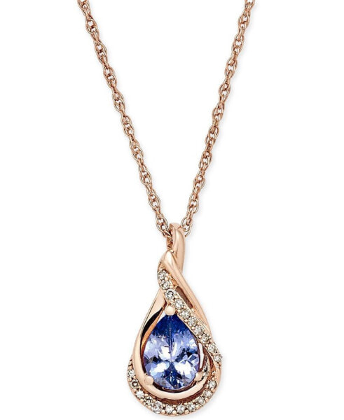 Macy's tanzanite (5/8 ct. t.w.) and Diamond Accent Pendant Necklace in 14k Rose Gold