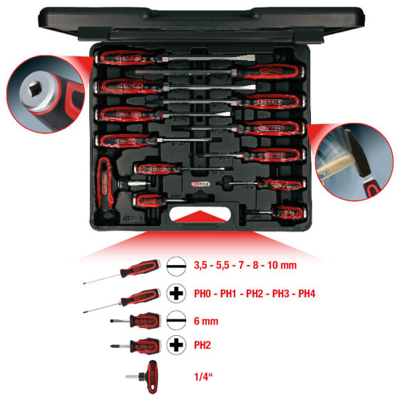 KS TOOLS ERGOTORQUEmax Schlagkappen-Schraubendreher-Satz 13-tlg. 151.1150