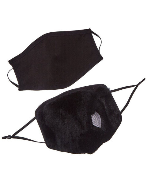 Adrienne Landau 2Pc Face Warmer & Cloth Face Mask Set Women's Black