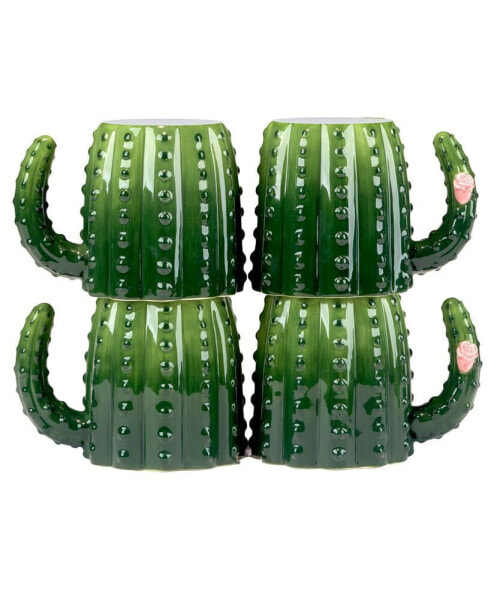 Cactus Verde 3-D Set of 4 Mugs