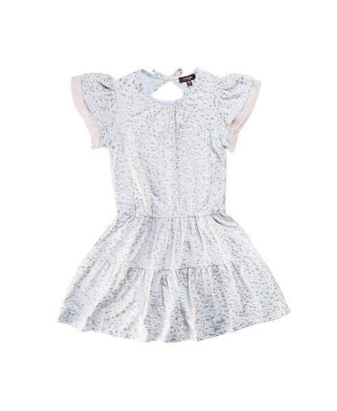 Little Girls Mary Bloom Printed Jersey w/ Open Back Detail