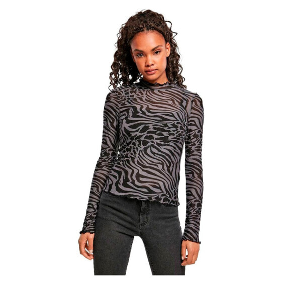 URBAN CLASSICS Long Sleeve Turtleneck Top Aop Mesh Big