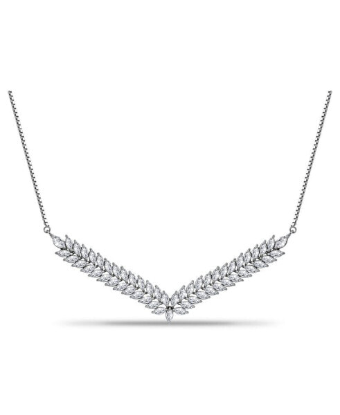 Marquise Stones Cubic Zirconia 2 Row V Frontal Adjustable Necklace (11.7 ct. t.w.) in 18K Sterling Silver or Sterling Silver