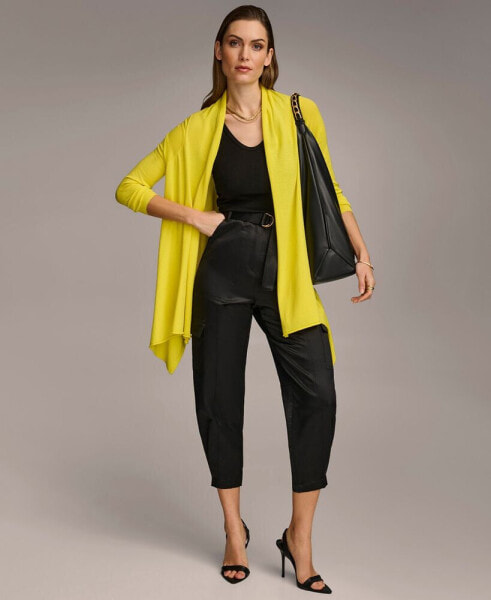 Women's Long-Sleeve Drape-Front Cardigan