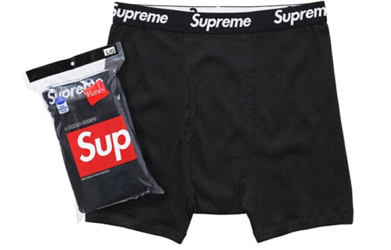 Supreme Week 1 x Hanes Boxer Briefs (4 Pack) Black 联名款 运动内裤 男款 4条装 黑色 送男生 / Трусы Supreme Week 1 x Hanes Boxer Briefs (4 Pack) Black 4 SUP-FW19-005