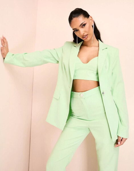 ASOS LUXE single breasted co-ord tailored suit blazer in green