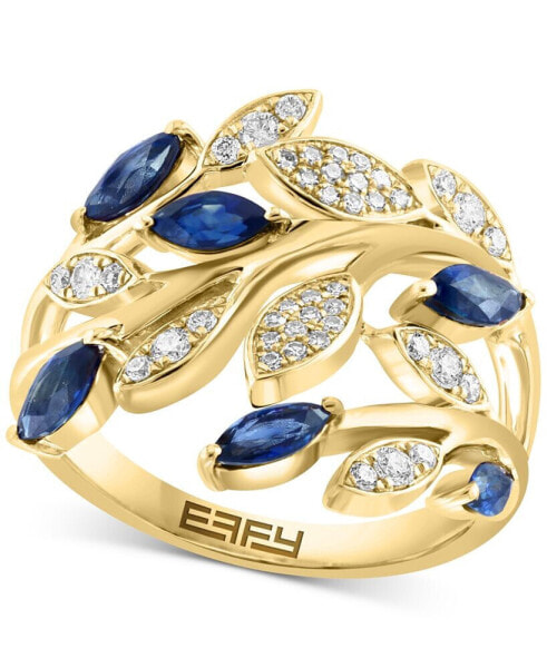 EFFY® Sapphire (3/4 ct. t.w.) & Diamond (1/4 ct. t.w.) Vine Ring in 14k Gold