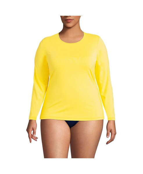 Plus Size Crew Neck Long Sleeve Rash Guard UPF 50 Swim Tee