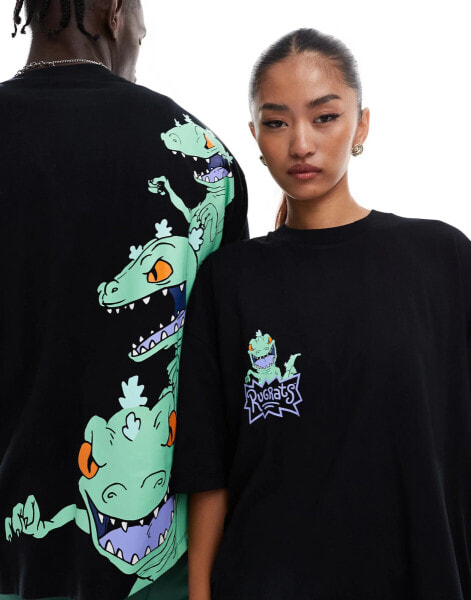 ASOS DESIGN – Unisex-T-Shirt in Schwarz mit „Rugrats Reptar“-Print und Oversize-Schnitt