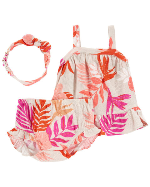 Baby 3-Piece Floral Crinkle Jersey Set 12M