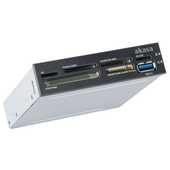 Akasa USB 3.0 SuperSpeed - CF - microSDHC - MMC - MS Micro (M2) - MS PRO - MS PRO Duo - SD - SDHC - SDXC - 3.5" - 5000 Mbit/s - Windows 2000 / XP / VISTA / 7 - USB 3.2 Gen 1 (3.1 Gen 1)