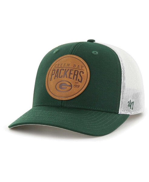 Men's Green Green Bay Packers Leather Head Flex Hat