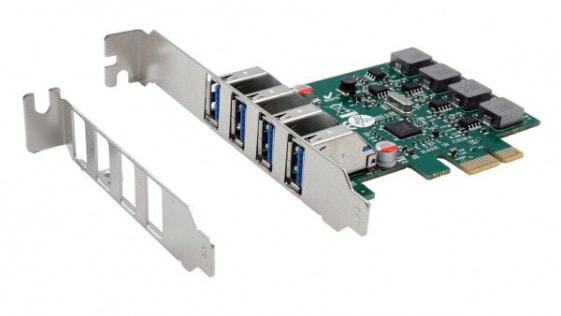Exsys EX-11044 - PCIe - USB 3.2 Gen 1 (3.1 Gen 1) - Female - Full-height / Low-profile - 4x External USB 3.2 Gen 1 A-female - Green - Silver