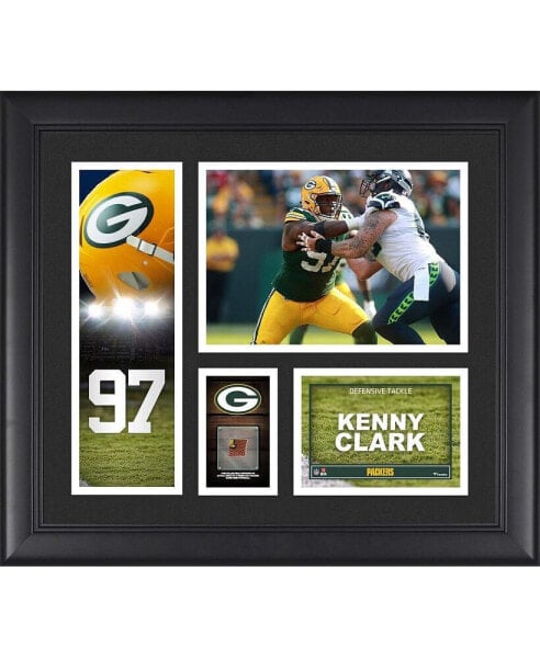 Kenny Clark Green Bay Packers Framed 15" x 17" Player Collage with a Piece of Game-Used Football