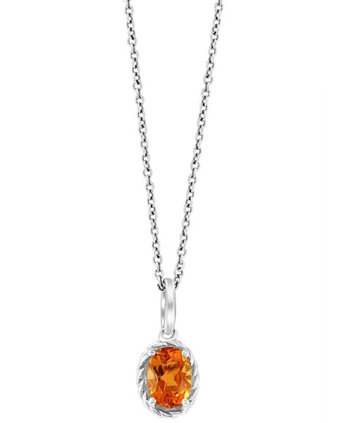 EFFY® Citrine Oval Rope-Framed 18" Pendant Necklace (3/4 ct. t.w.) in Sterling Silver