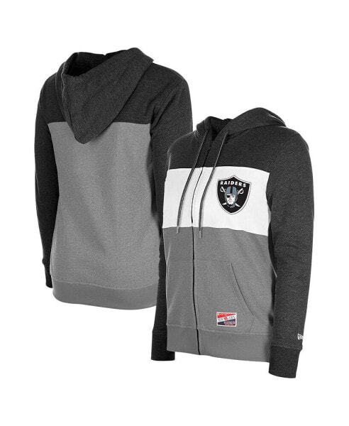 Women's Black Las Vegas Raiders Color-Block Full-Zip Hoodie