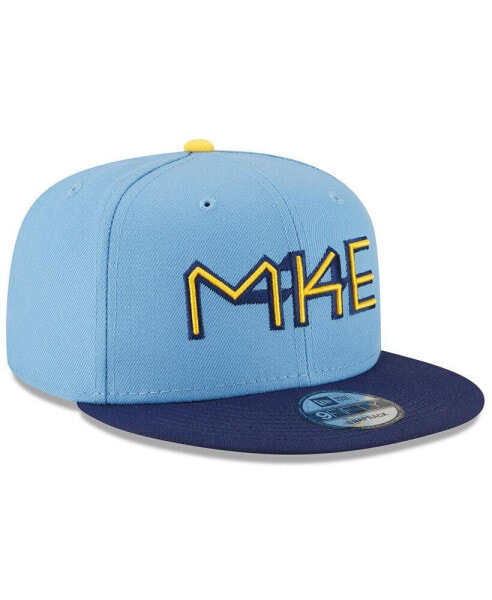 Big Boys Powder Blue Milwaukee Brewers 2022 City Connect 9FIFTY Snapback Adjustable Hat