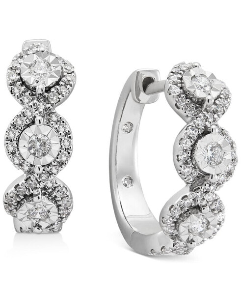 Diamond Triple Halo Huggie Hoop Earrings (1/2 ct. t.w.) in 10k White Gold