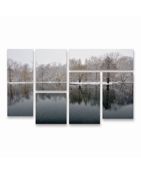 Kurt Shaffer Snowy Pond Multi Panel Art Set 6 Piece - 49" x 19"