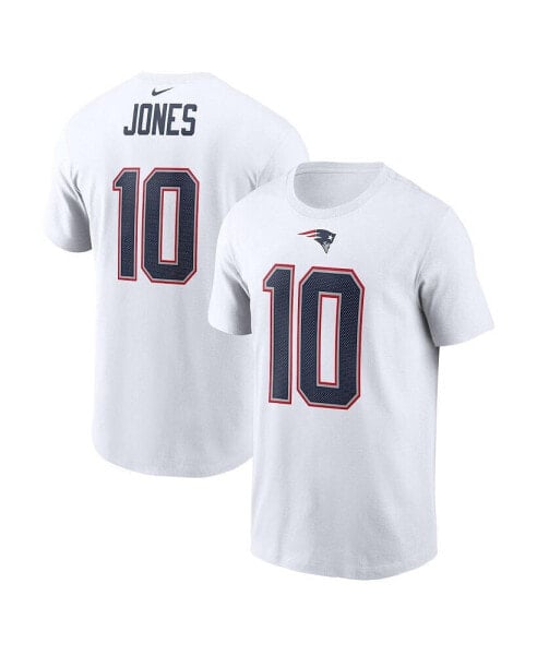 Men's Mac Jones White New England Patriots Player Name Number T-shirt