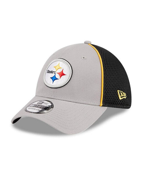 Головной убор New Era мужской серый Pittsburgh Steelers Pipe 39THIRTY Flex Hat