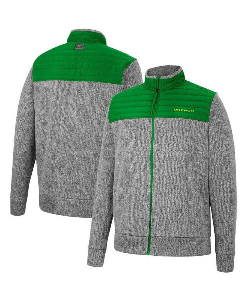 Men's Gray, Kelly Green Oregon Ducks Putter Herringbone Full-Zip Jacket