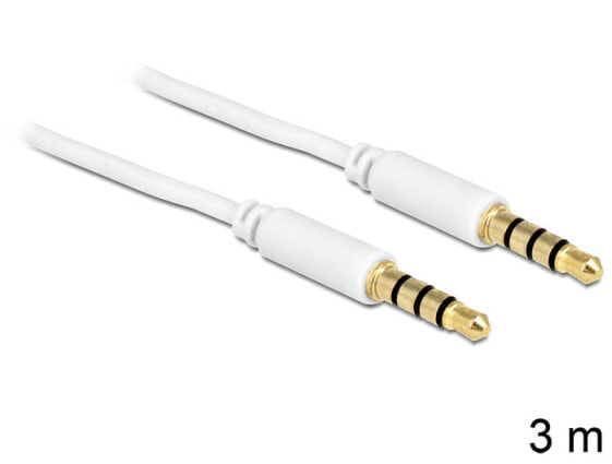 DeLOCK 3.5mm - 3.5mm, 3m аудио кабель 3,5 мм Белый 83442