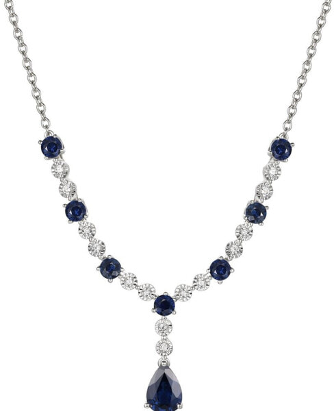 Macy's sapphire (2 ct. t.w.) & Diamond (1/10 ct. t.w.) 17" Lariat Necklace in Sterling Silver
