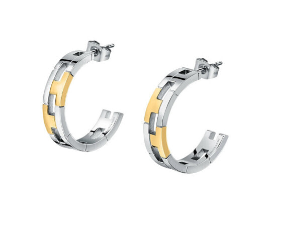 Steel bicolor earrings T-Logo circles TJAXC69
