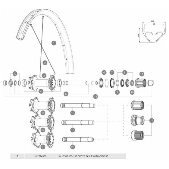 MAVIC ID360 D6T 7S Axle Kit With Circlip Axe