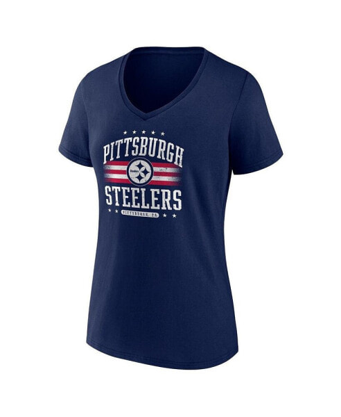 Women's Navy Pittsburgh Steelers Americana V-Neck T-Shirt