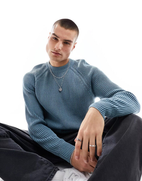 Abercrombie & Fitch heavyweight crew neck knit jumper in powder blue