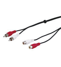 Аудио кабель Wentronic Stereo Extension Cable 2x RCA - 2.5 м - 2 x RCA - Мужской - 2 x RCA - Женский - 2.5 м - Черный