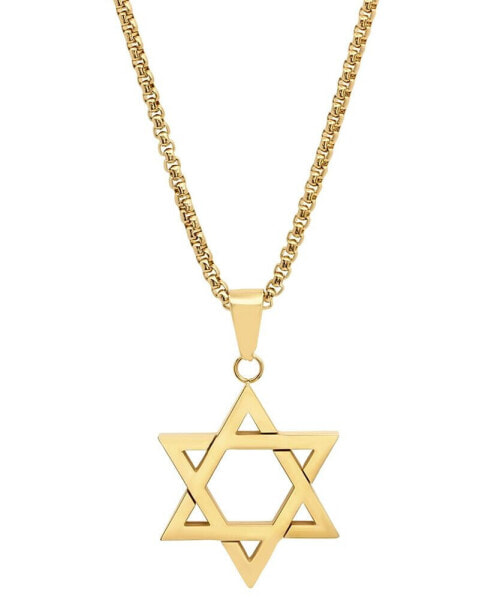 Men's 18k Gold-Plated Stainless Steel Star of David 24" Pendant Necklace