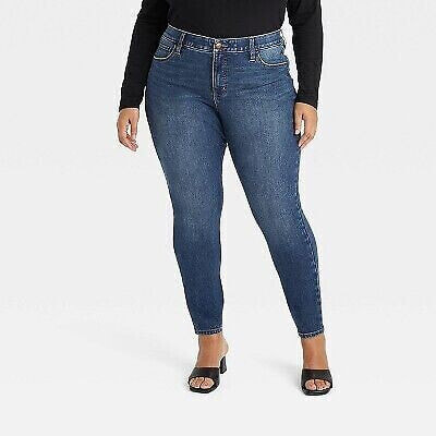 Women's Mid-Rise Skinny Jeans - Ava & Viv Dark Blue Denim 22