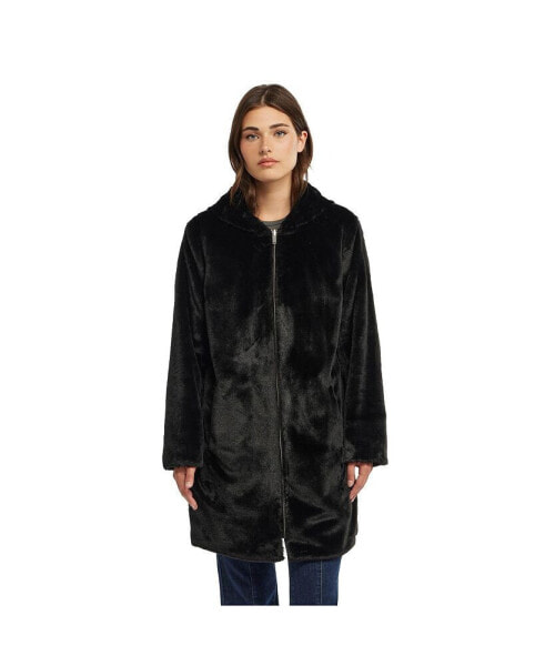 Women's Reversible Raincoat with Faux Fur Interior