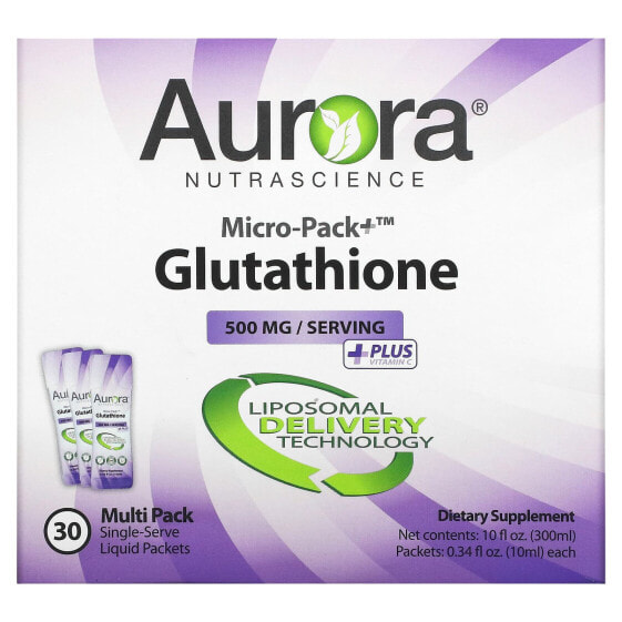 Антиоксидант Liposomal Glutathione 500 мг, 30 порций, Aurora NutraScience 0,46 жидк. унц. (13,5 мл) каждая