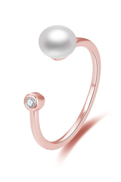 Open bronze ring with real freshwater pearl AGG467-RG