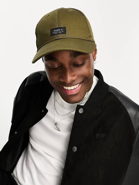 New Look embroidered cap in khaki