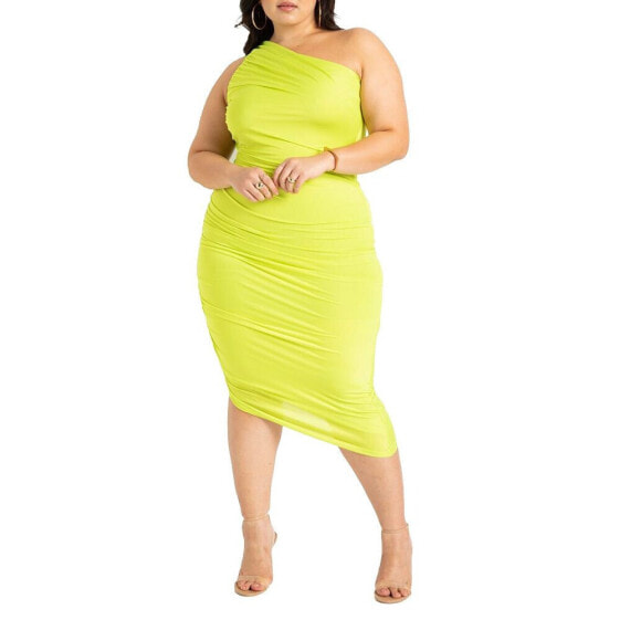 Plus Size Ruched One Shoulder Dress