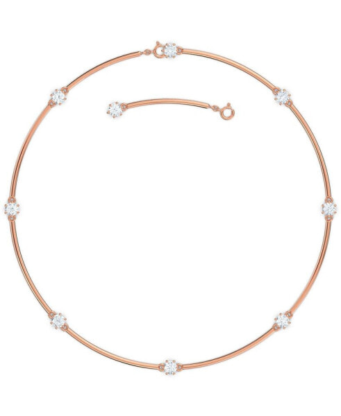 Rose Gold-Tone Crystal Station Choker Necklace, 15" + 2" extender