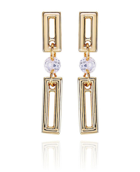 Gold-Tone Clear Glass Stone Dainty Drop Earrings