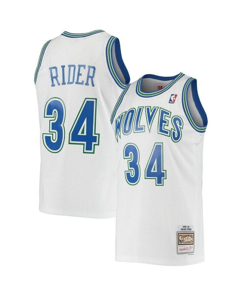 Men's Isaiah Rider White Minnesota Timberwolves 1995-96 Hardwood Classics Swingman Jersey